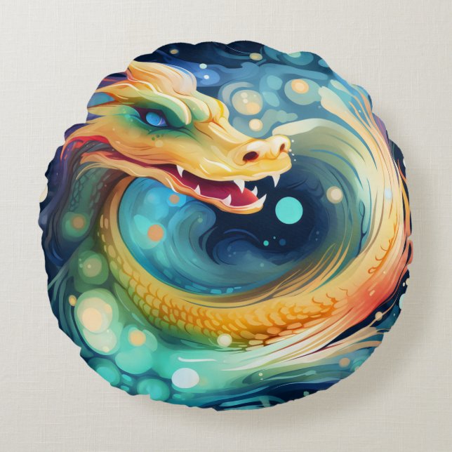 Almofada Redonda Fantasy Dragon Dream Animal 1 (Frente)
