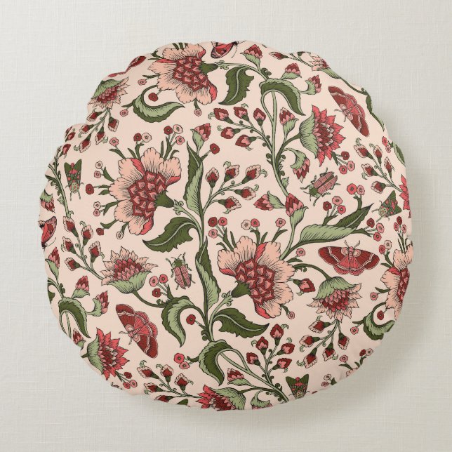 Almofada Redonda Fantasy Flowers Paisley Hand Drawn (Frente)
