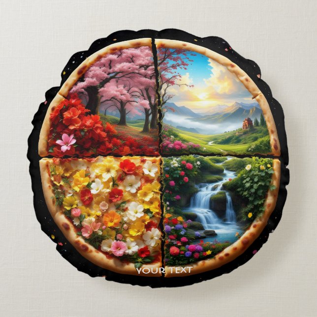 Almofada Redonda Fantasy Primavera Delicate Pizza (Frente)