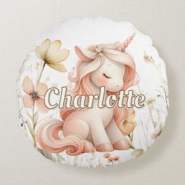 Almofada Redonda Farinha silvestre pastel unicórnio