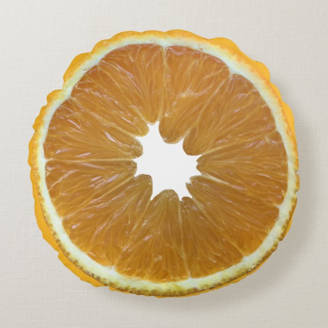 Almofada Redonda Fatia de Laranja Fresca - Fruta (Frente)