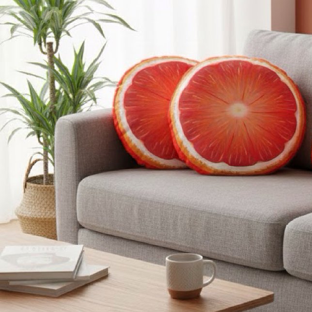 Almofada Redonda Fatia de toranja pomelo (Criador carregado)