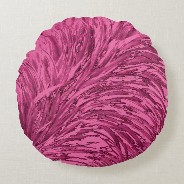 Almofada Redonda Faux Ostrich Texture Effect Design rosa (Frente)