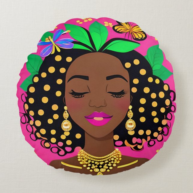 Almofada Redonda Fazendo o que me faz feliz Travesseiro (Frente)