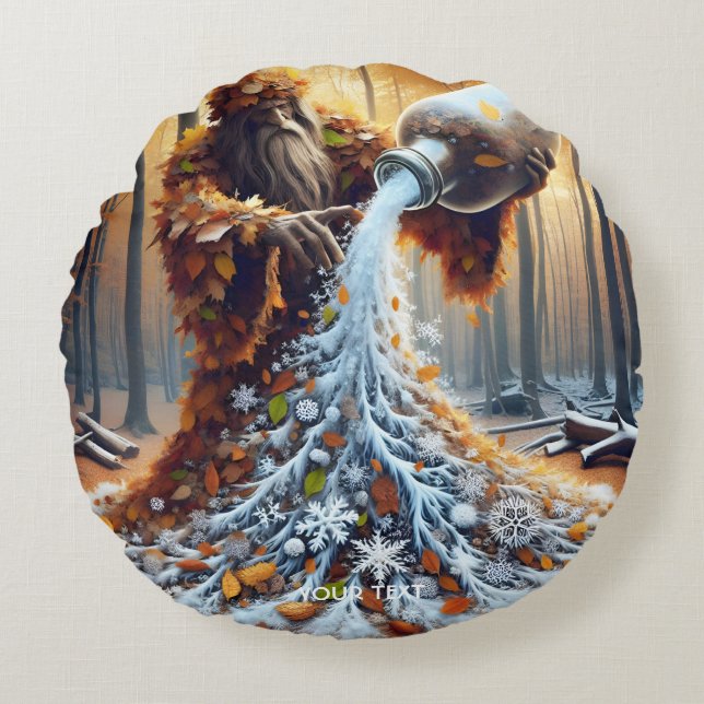 Almofada Redonda Fazer de Feiticeiro Fantasy Cute Winter (Frente)