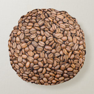 Almofada Redonda Feijões De Café Torrados: Quadro De Cheio Orgânico