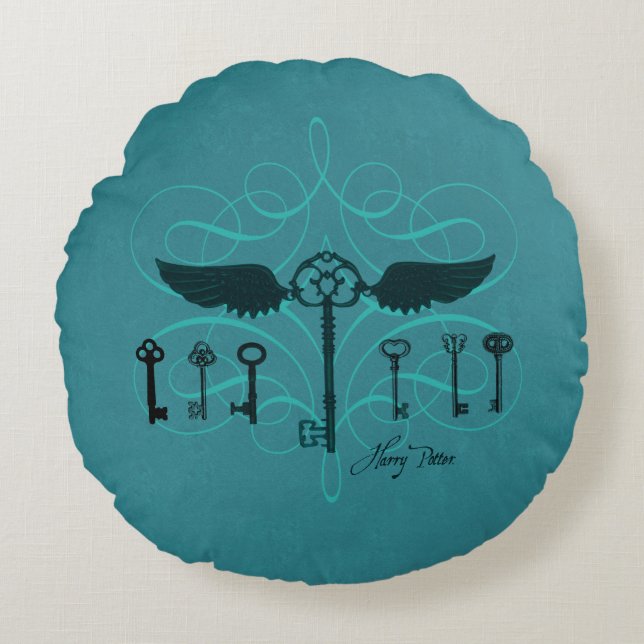 Almofada Redonda Feitiço de Harry Potter | Chaves Voadoras (Frente)