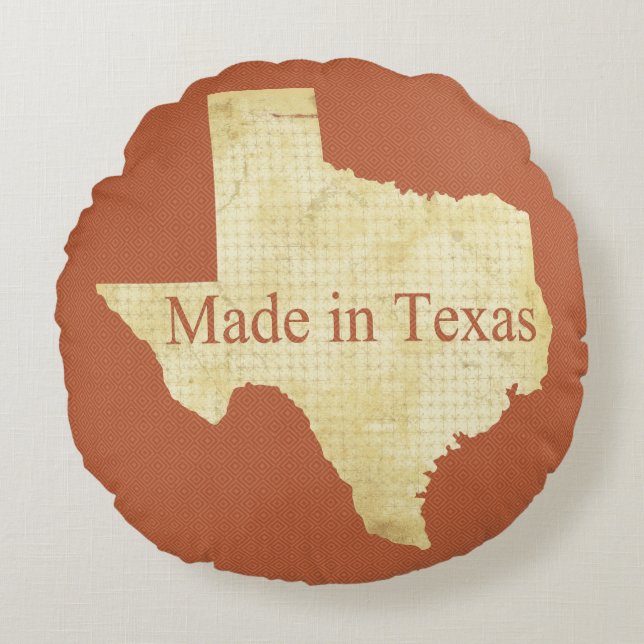 Almofada Redonda Feito no Texas Rusty Red Round Travesseiro decorat (Frente)