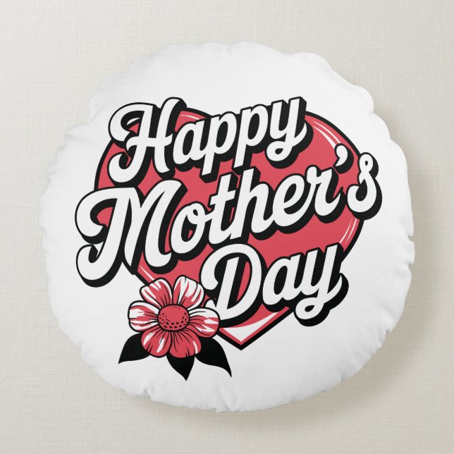 Almofada Redonda Feliz dia de as mães (Frente)