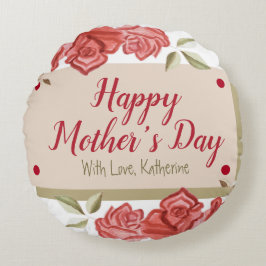Almofada Redonda Feliz dia de as mães Elegante Único Floral Moderno