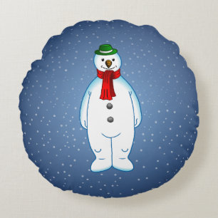 Almofada Redonda Feliz Natal Boneco de Neve