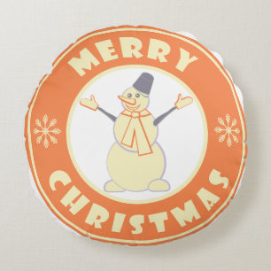 Almofada Redonda Feliz Natal Feliz Snowman famoso estilo de café