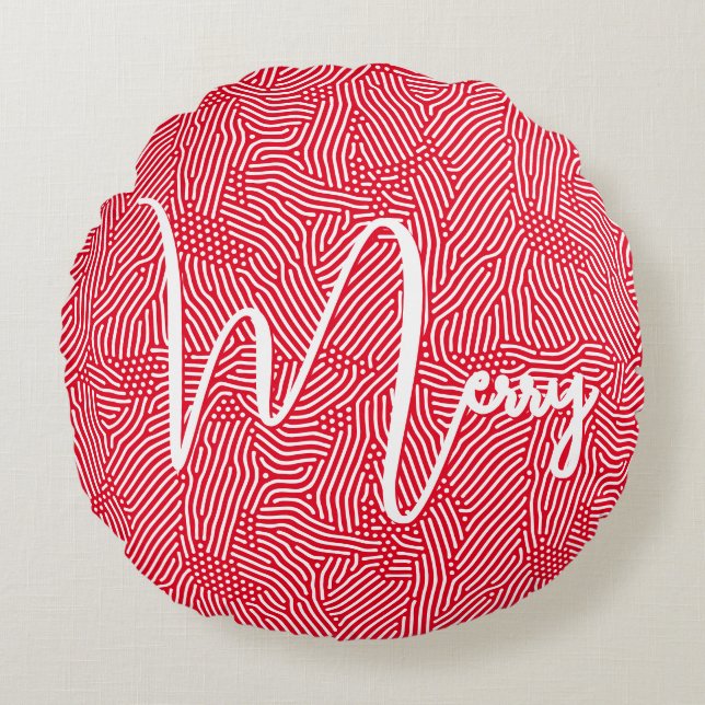 Almofada Redonda Feliz Natal Férias (Frente)