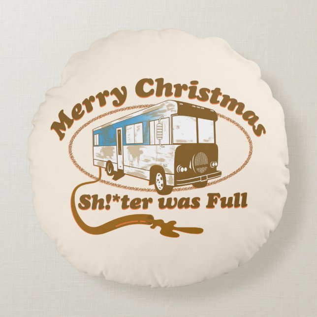Almofada Redonda Feliz Natal Sh!*ter era Cheio (Frente)