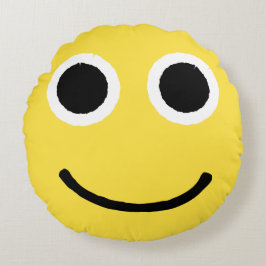 Almofada Redonda Feliz Rosto Amarelo Sorrindo Emoticon Emoji