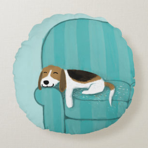 Almofada Redonda Feliz sofá, Beagle  Cão-De-Dormir-Corte  Pet Art