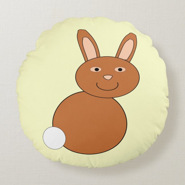 Almofada Redonda Felz pascoa Bunny Travesseiro (Frente)
