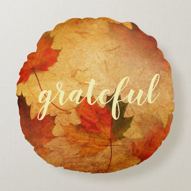 Almofada Redonda Feriado de Ação de Graças do outono Personalizado (Frente)