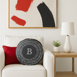 Almofada Redonda Feriado De feliz De Monograma Com Na moda E Brilho