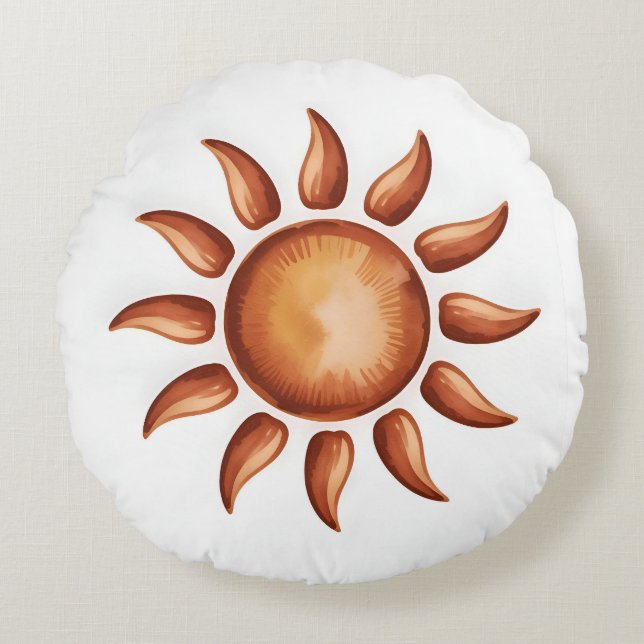 Almofada Redonda Festa Arco-Íris Estética Boho (Frente)