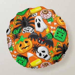 Almofada Redonda Festa de Candies do Halloween Spooky