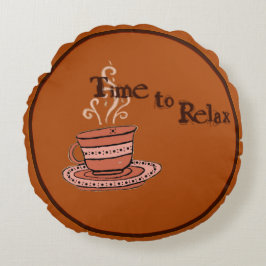 Almofada Redonda figdewdrop Time to Relax Brown Round Pillow 