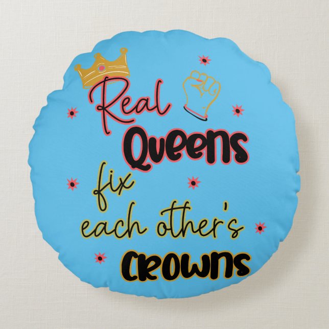 Almofada Redonda Filas reais consertam as corvos uns dos outros (Frente)