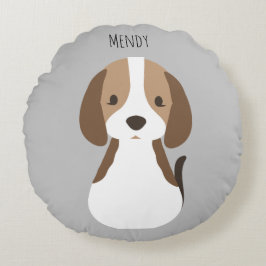 Almofada Redonda Filhinho de cão de cinza bonito