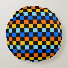 Almofada Redonda Fire and ice checkerboard pattern