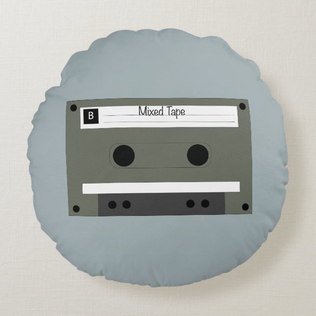 Almofada Redonda Fita cassete, mixtape (Frente)
