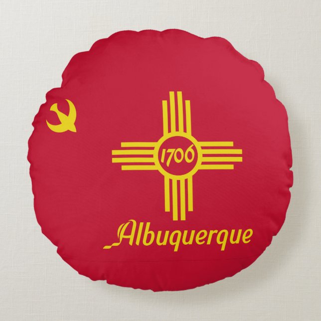 Almofada Redonda Flag of Albuquerque, New Mexico Round Pillow (Frente)