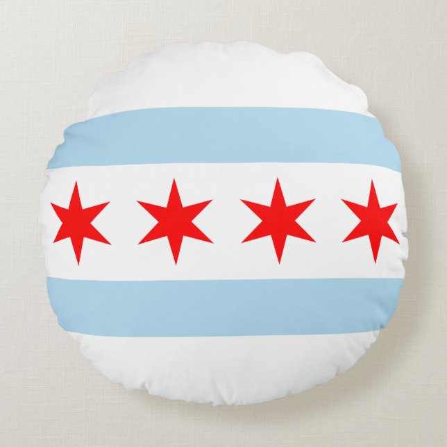 Almofada Redonda Flag of Chicago, Illinois Round Travesseiro (Frente)