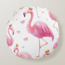 Almofada Redonda Flamingo Coroado – Vibes de Ilha Luxuosa
