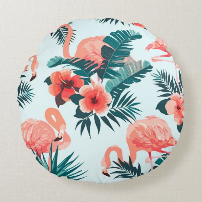 Almofada Redonda Flamingo Pattern (Frente)