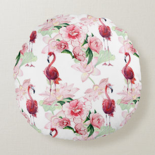 Almofada Redonda Flamingo Rosa: Elegância do padrão sem costura