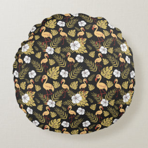 Almofada Redonda Flamingo seamless pattern yellow and white flowers
