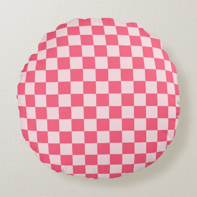 Almofada Redonda Flamingo sorbet checkerboard pattern (Frente)