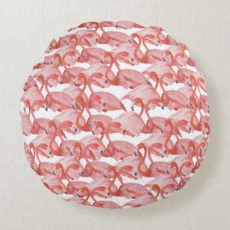 Almofada Redonda Flamingo Watercolor: Padrão Pequeno Sem Pernas