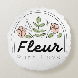 Almofada Redonda Fleur – Logotipo Floral de Amor Puro