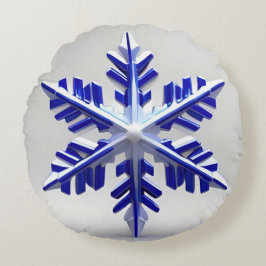 Almofada Redonda Floco de neve azul detalhado