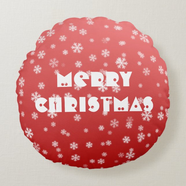 Almofada Redonda Flocos de neve de Natal (Frente)