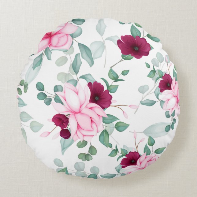 Almofada Redonda Flor chic elegante (Frente)