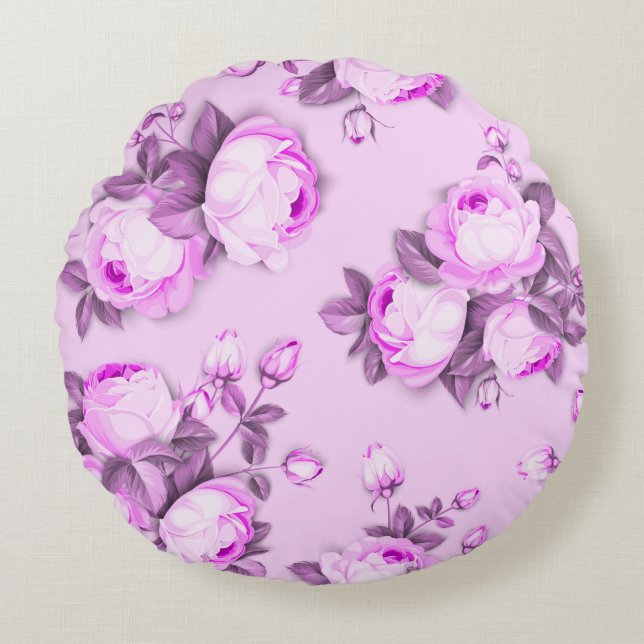 Almofada Redonda Flor chic elegante (Frente)