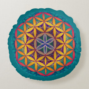 Almofada Redonda Flor da Vida de Mandala