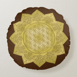 Almofada Redonda Flor Da Vida - Índia Mandala 4