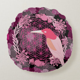 Almofada Redonda Flor de aves da vida