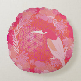 Almofada Redonda Flor de aves da vida