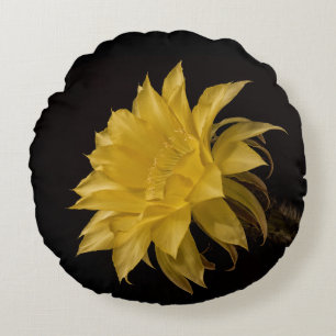 Almofada Redonda Flor de cacto amarelo em floração