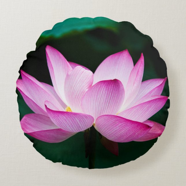 Almofada Redonda Flor de Lotus Rosa (Frente)