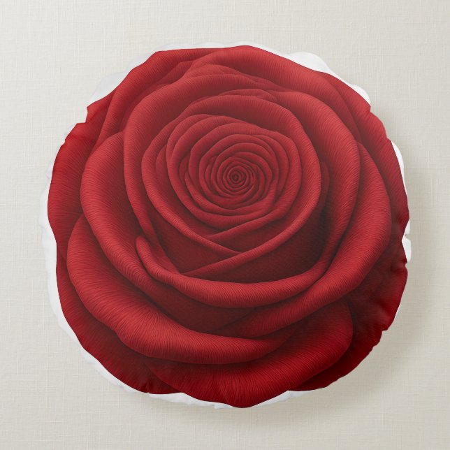 Almofada Redonda - Flor de Rosa Vermelha (Frente)